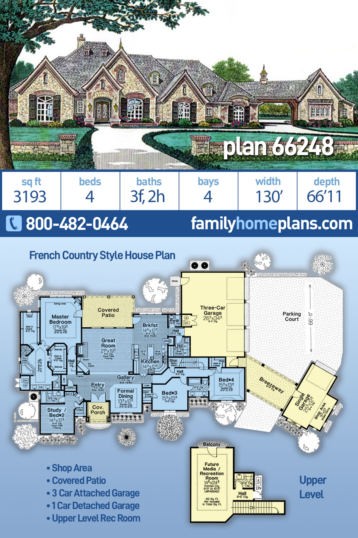 Custom Home Design House Plan 2069 Sq Ft Contemporary Ranch Style Blue Print 