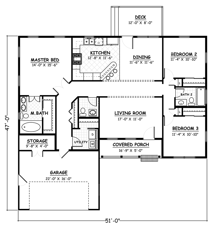 House Plan 40613 Traditional Style With 1514 Sq Ft 3 Bed 2