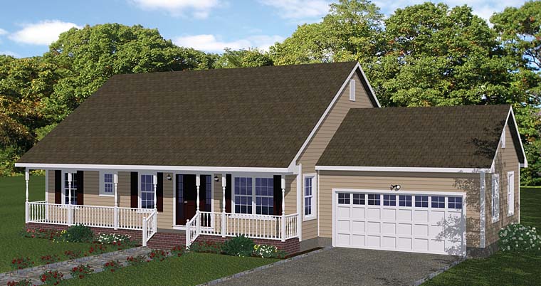  House  Plan  40670 Ranch  Style with 1268 Sq Ft 3 Bed 2 Bath