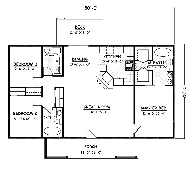 House Plan 40686 Ranch Style With 1400 Sq Ft 3 Bed 2 Bath