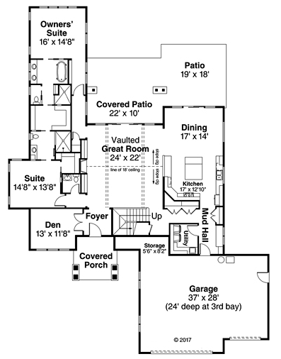 House Plan 41239 - Southwest Style with 3491 Sq Ft, 4 Bed, 3 Bath, 1 ...