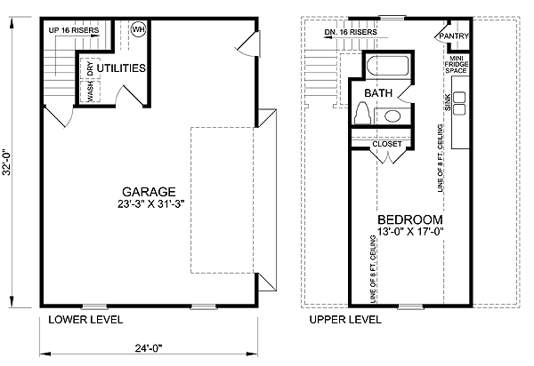 Traditional Style 2 Car Garage Apartment Plan 45512
