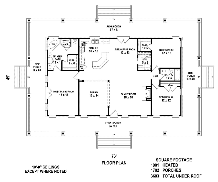 Traditional Style House Plan 46666 With 3 Bed 2 Bath