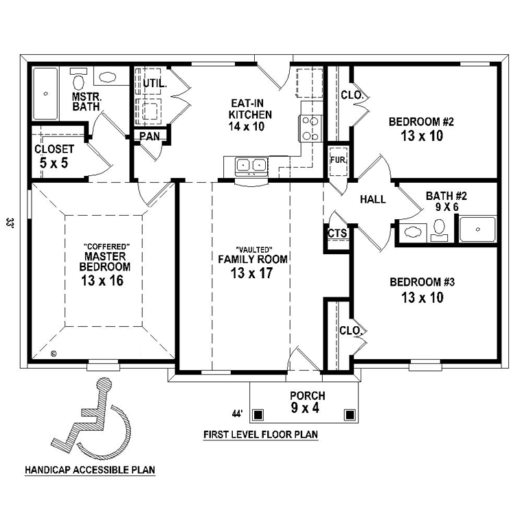  House  Plan  47097 with 1200  Sq  Ft  3 Bed 2 Bath