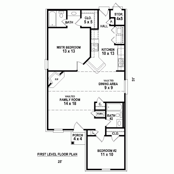 House Plan 47369 Traditional Style With 1081 Sq Ft 2 Bed 2 Bath