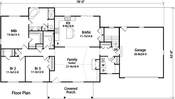 House Plan 49189 - Traditional Style with 1789 Sq Ft, 3 Bed, 2 Bath