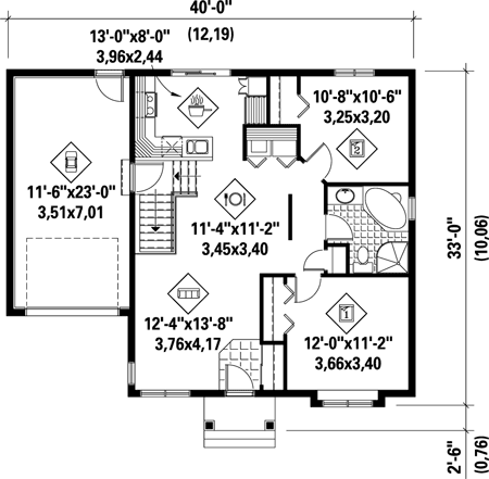 House Plan 49797 With 896 Sq Ft 2 Bed 1 Bath