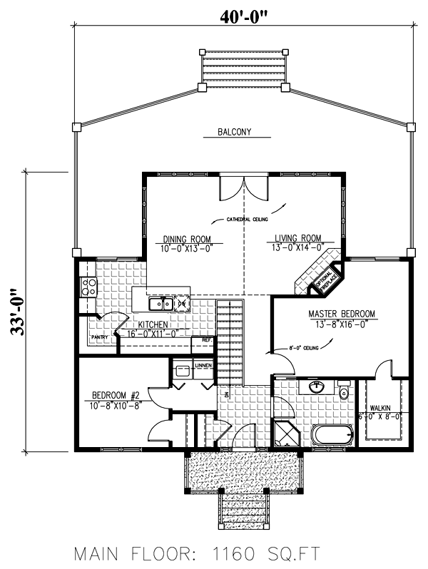 House Plan 50309 With 1160 Sq Ft 2 Bed 1 Bath