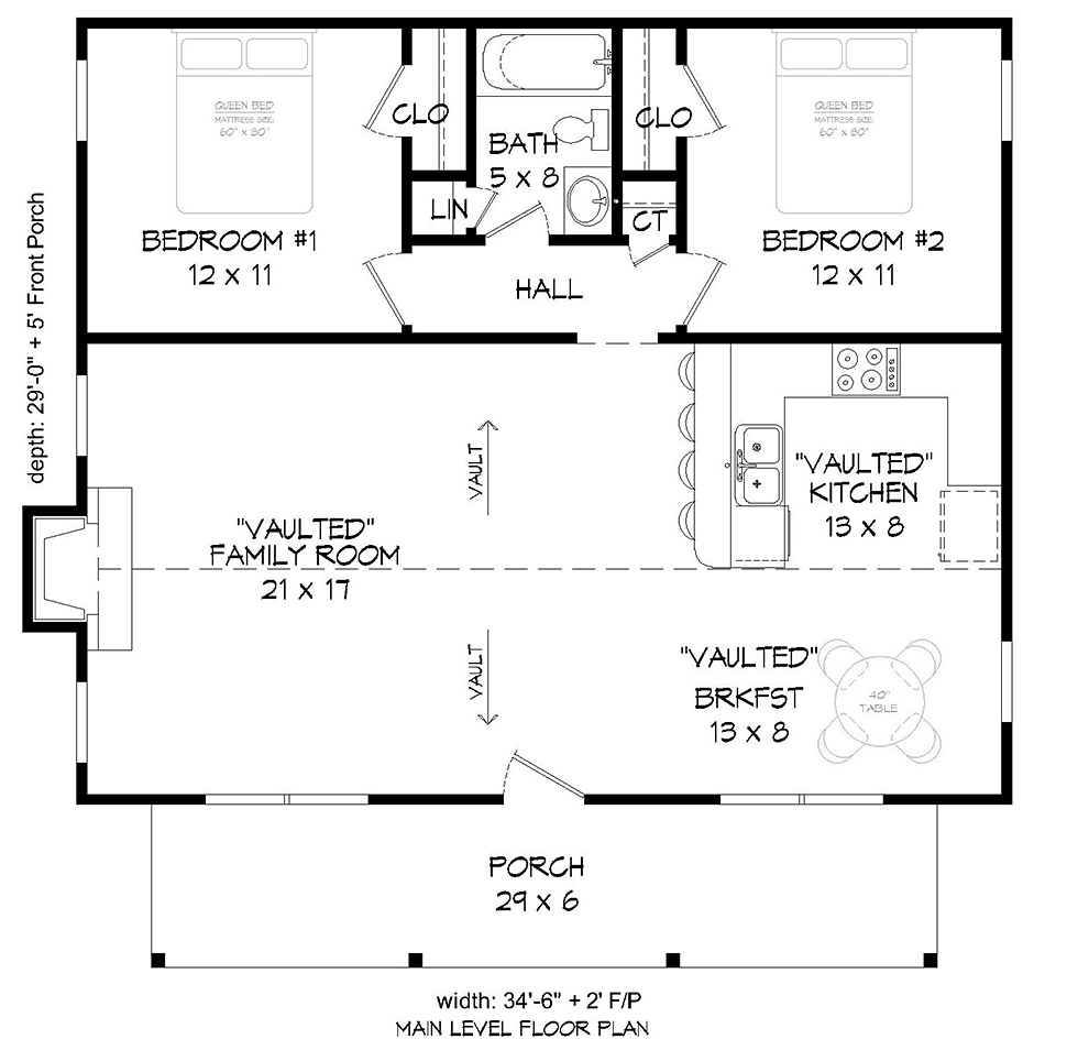  House  Plan  51618 Southern Style with 1000  Sq  Ft  2  Bed 