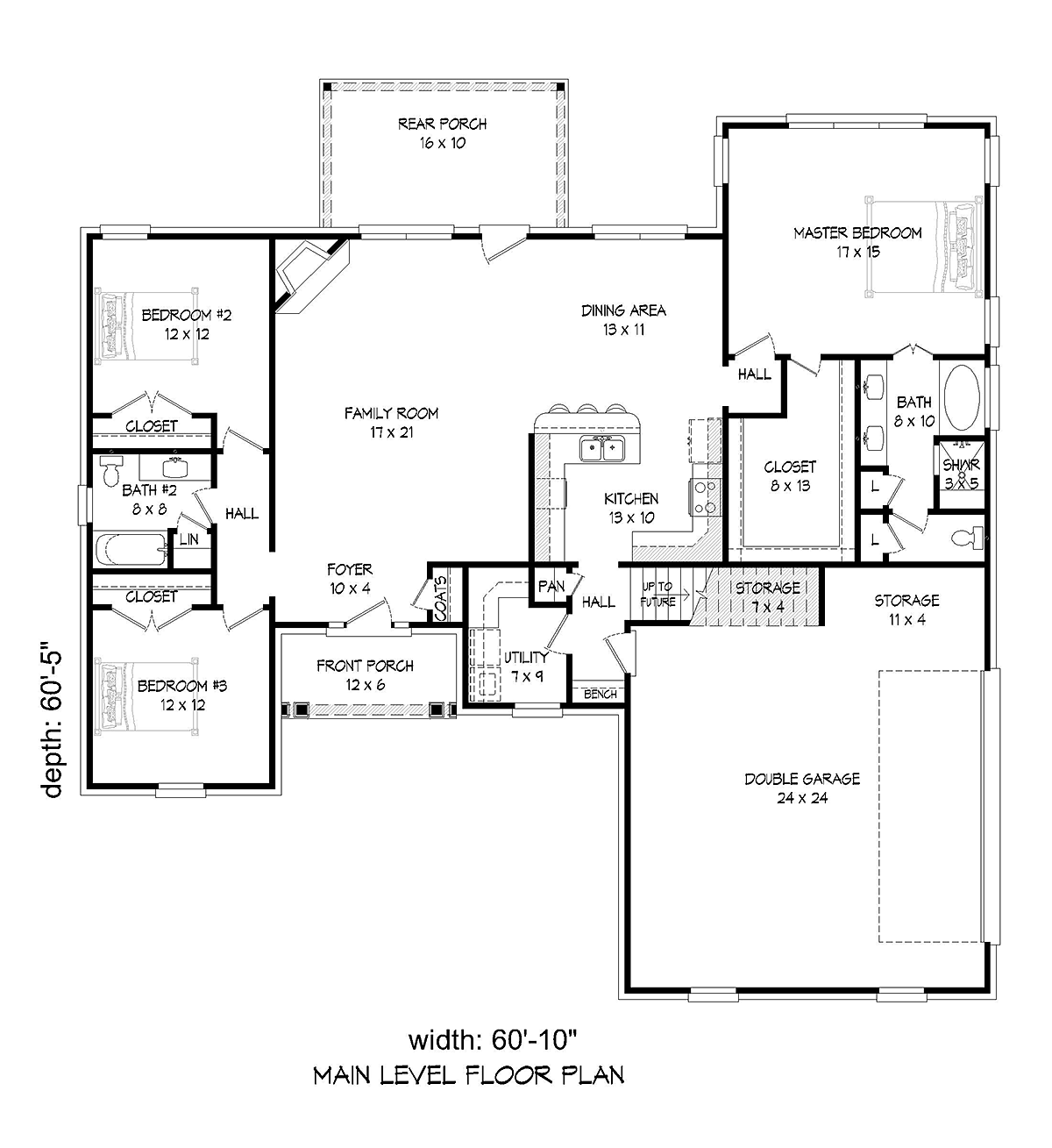 House Plan 51693 Traditional Style with 1900 Sq Ft, 3