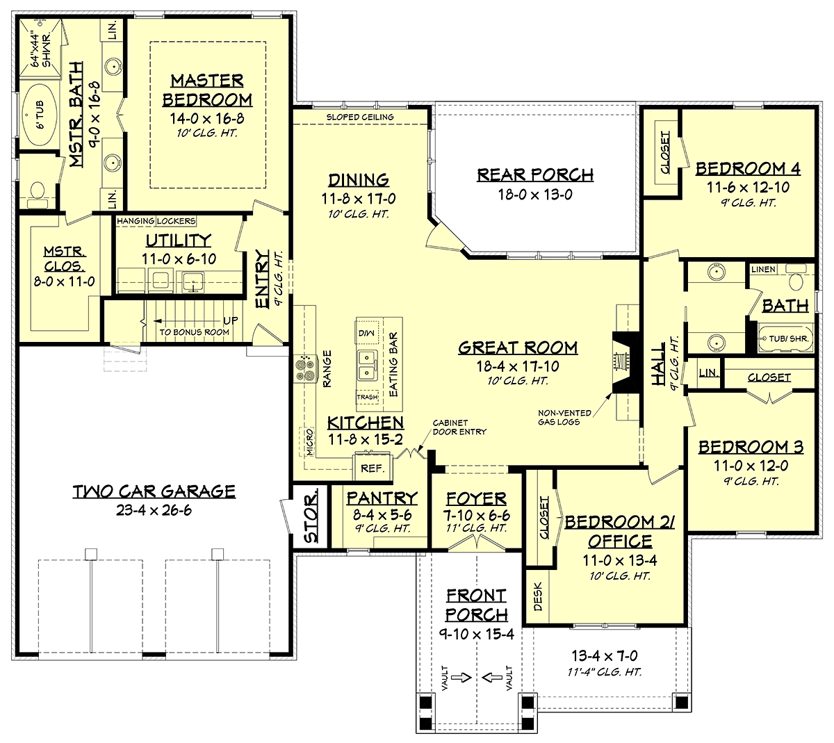 Traditional Style House Plan 51991 With 4 Bed 2 Bath 2 Car Garage
