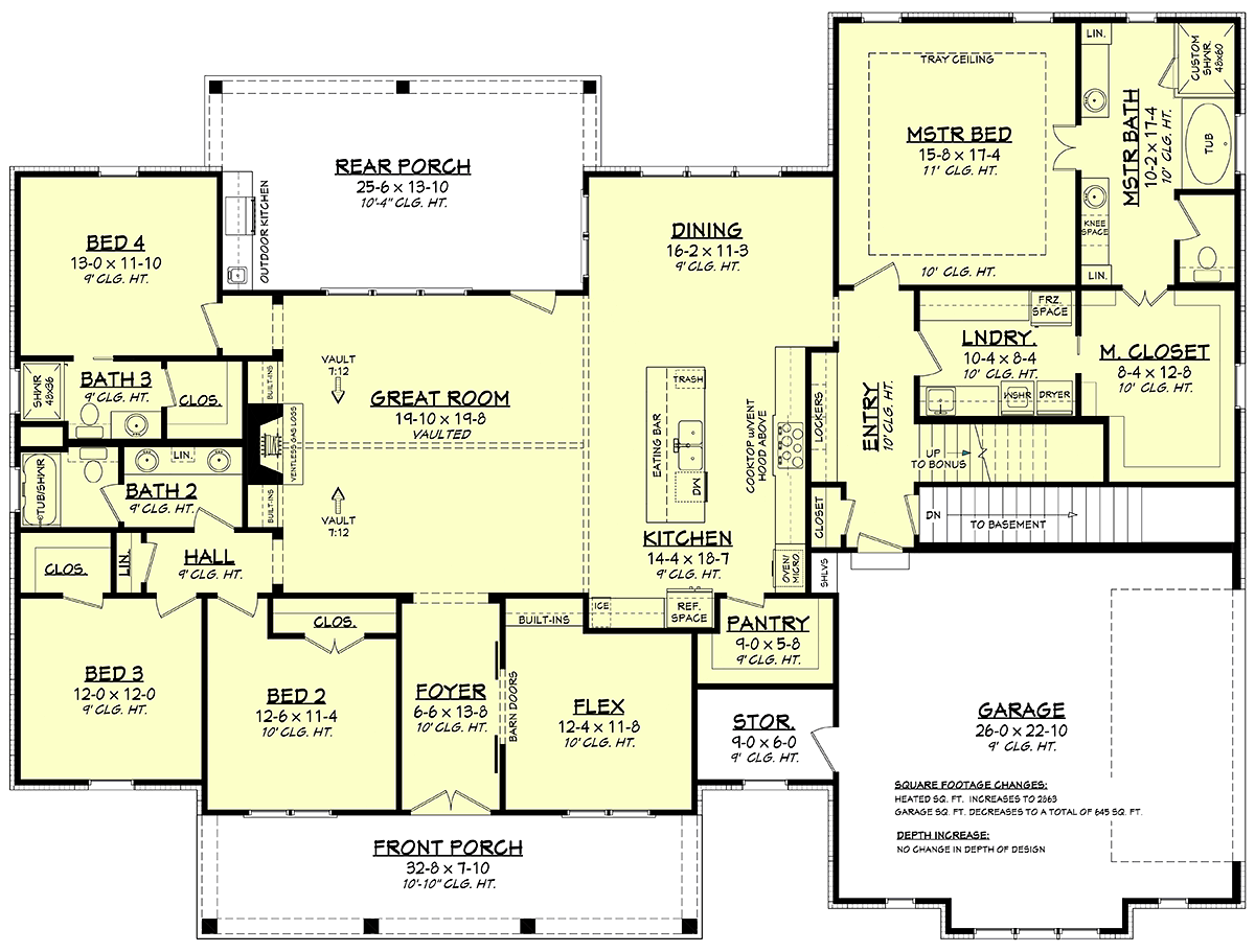 Southern Style House Plan 51998 With 4 Bed 3 Bath 2 Car Garage