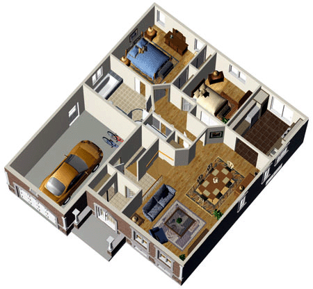House Plan 52516 - with 1099 Sq Ft, 2 Bed, 1 Bath