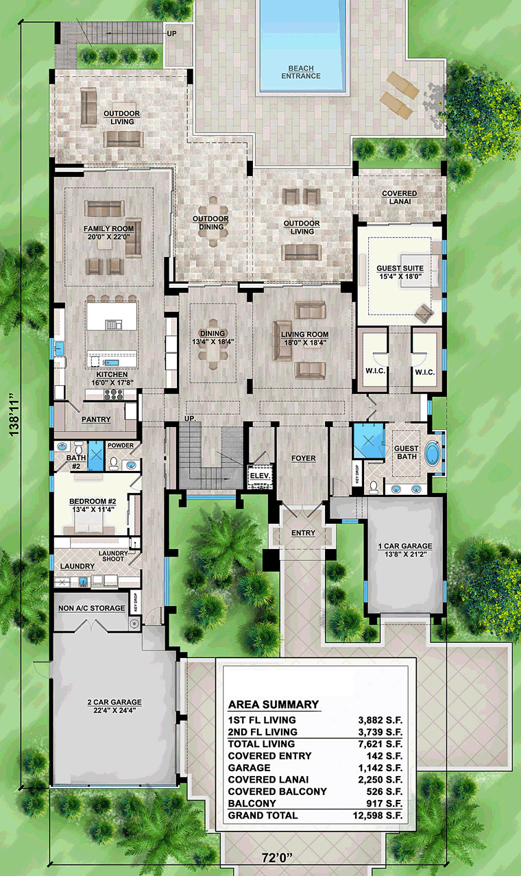 House Plan 52929 Modern Style with 7621 Sq Ft, 5 Bed, 5