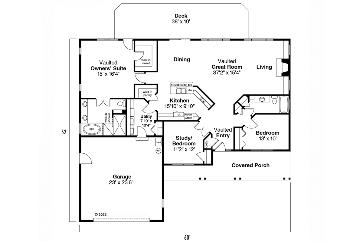 House Plan 59418 Ranch Style With, Ranch House Plans With Full Basement