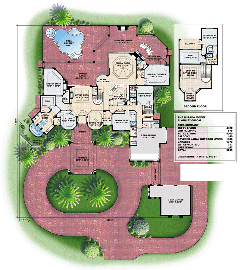 Mediterranean Style House Plan 60740 with 5000 Sq Ft 4 