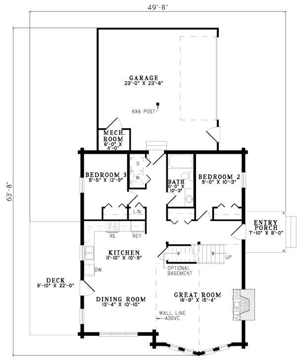 Log Style House Plan 61149 with 3 Bed, 2 Bath