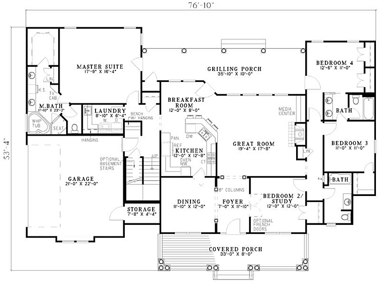 Southern Style House Plan 61377 With 4 Bed 3 Bath 2 Car Garage