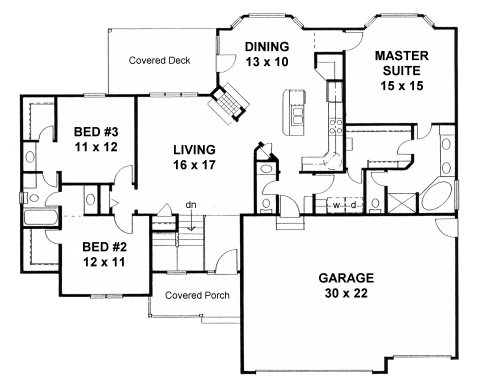 House Plan Traditional Style With 1625 Sq Ft 3 Bed 2 Bath 1 Half Bath