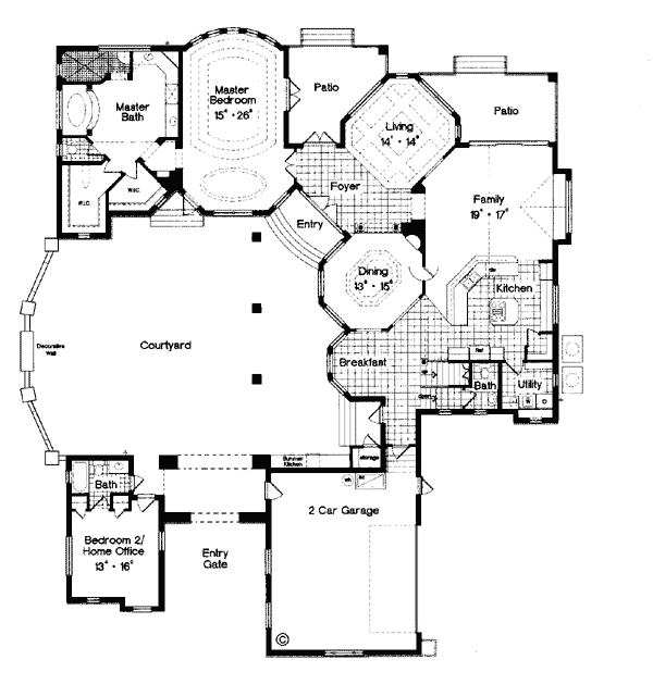 House Plan 63020 - Mediterranean Style with 3338 Sq Ft, 4 Bed, 3 Bath ...