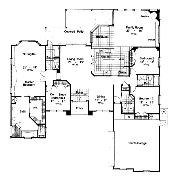 House Plan 63033 - Traditional Style with 2660 Sq Ft, 4 Bed, 3 Bath