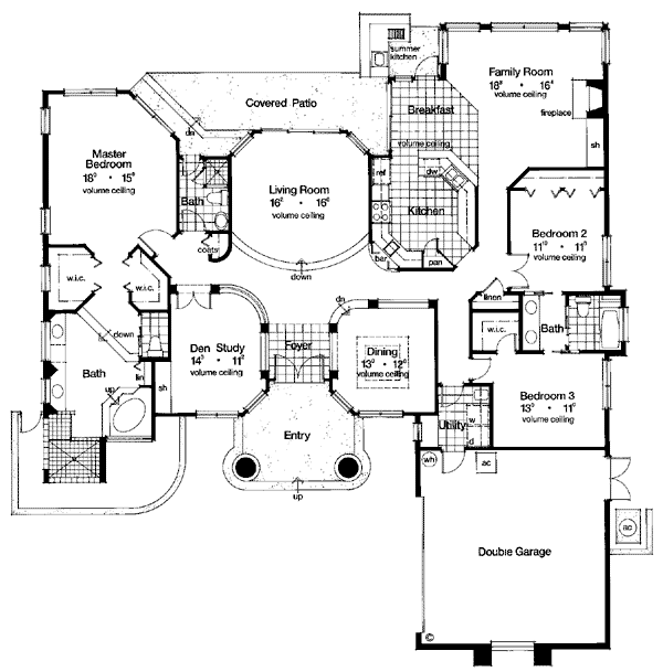 House Plan 63061 - Mediterranean Style with 2636 Sq Ft, 4 Bed, 3 Bath