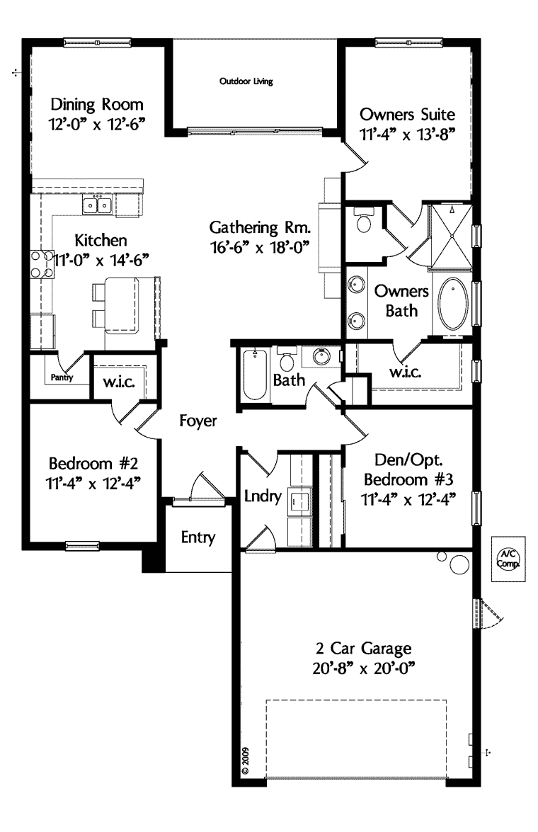 Mediterranean Style House Plan 64638 With 3 Bed 2 Bath 2 Car Garage