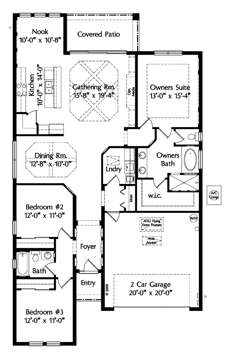 House Plan 64643 Mediterranean Style with 1900 Sq Ft, 3