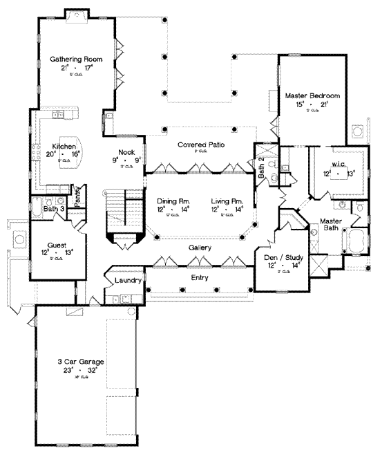 House Plan 64685 - Mediterranean Style with 4203 Sq Ft, 5 Bed, 5 Bath