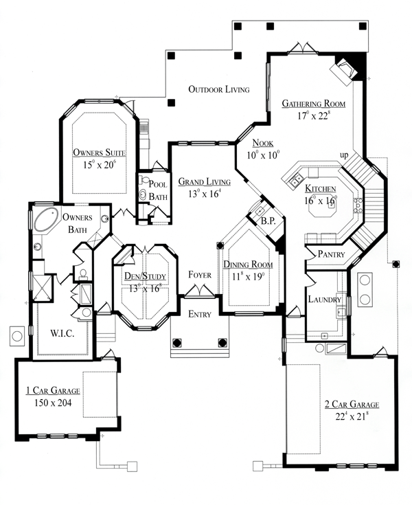 House Plan 64708 - Mediterranean Style with 4626 Sq Ft, 4 Bed, 3 Bath ...