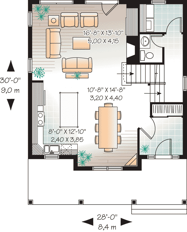 House Plan 65508 - with 1616 Sq Ft, 3 Bed, 1 Bath, 1 Half Bath