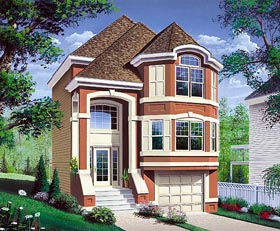 House Plan 64947 - Narrow Lot Style with 1698 Sq Ft, 3 Bed, 2 Bath