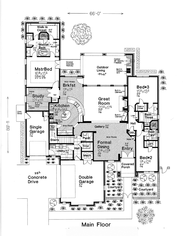 House Plan 66269 - European Style with 2878 Sq Ft, 3 Bed, 3 Bath, 2 ...