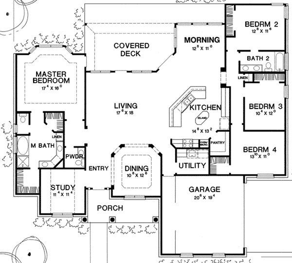 House Plan 67740 - Traditional Style with 2494 Sq Ft, 4 Bed, 2 Bath, 1 ...