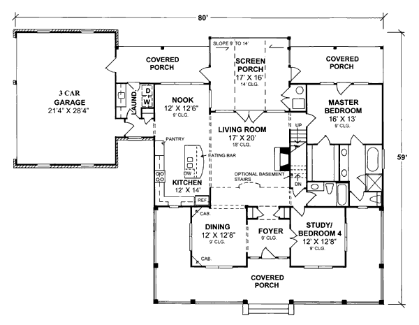 Farmhouse Style House Plan 68162 with 2252 Sq Ft, 4 Bed, 3 Bath