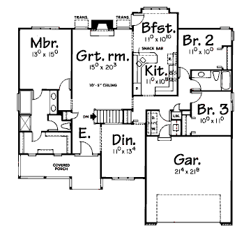 House Plan 68976 - Traditional Style with 1751 Sq Ft, 3 Bed, 2 Bath