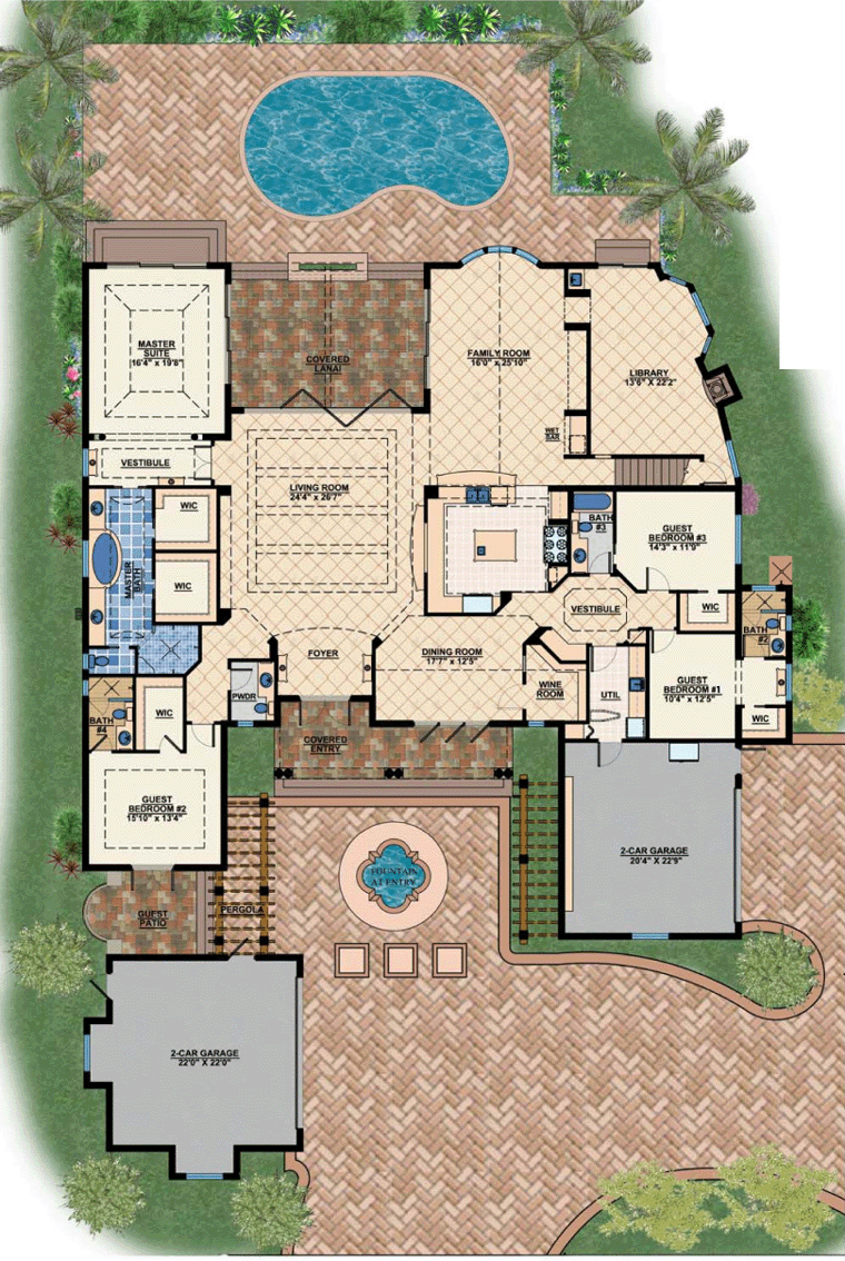 House Plan 71501 Mediterranean Style with 4730 Sq Ft, 4