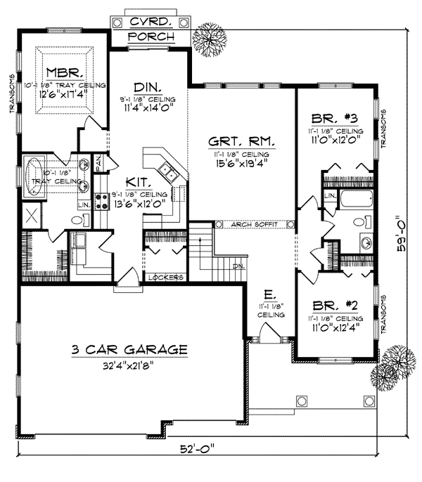 House Plan 73005 Bungalow Style with 1867 Sq Ft, 3 Bed