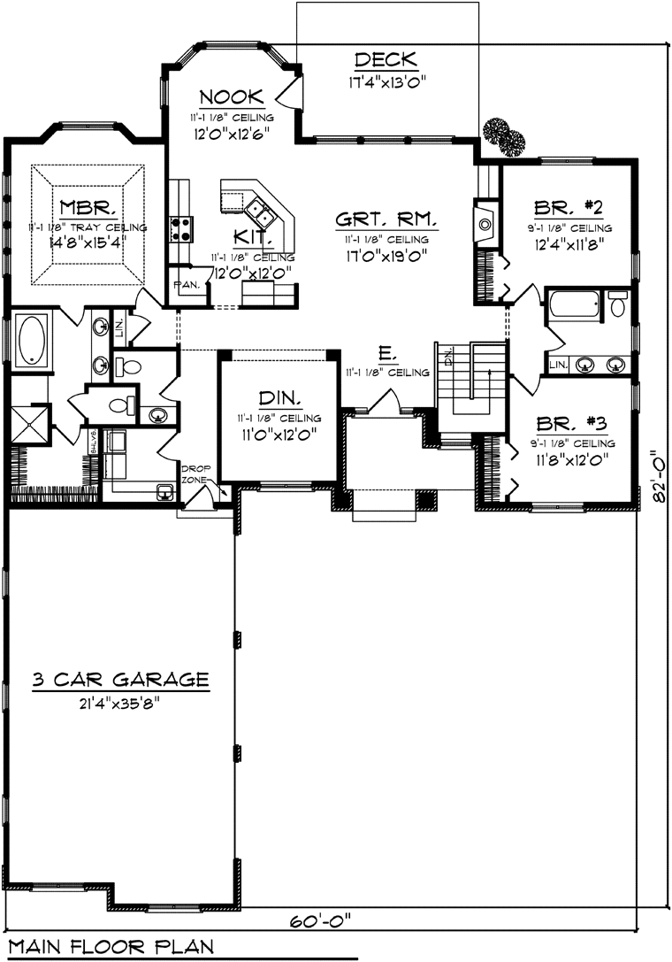 Traditional Style House Plan 73141 With 3 Bed 3 Bath 3 Car Garage