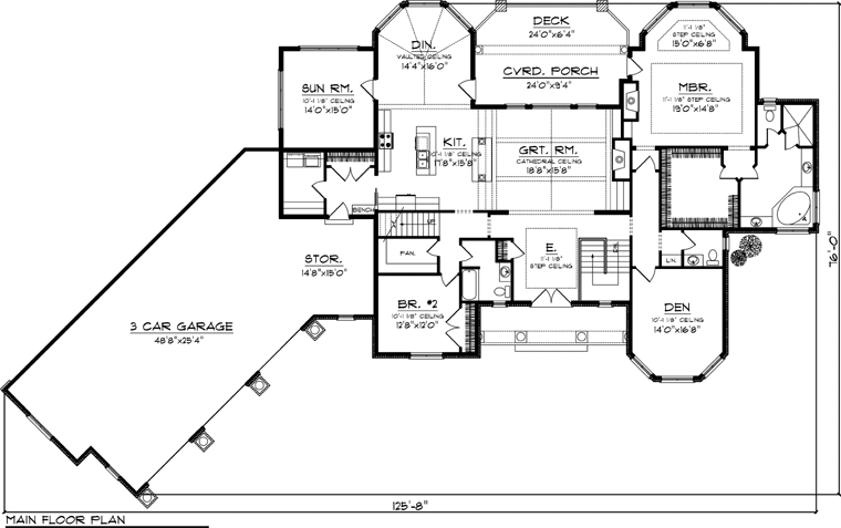 Ranch Style House  Plan  73165 with 3109 Sq Ft 2 Bed 2 
