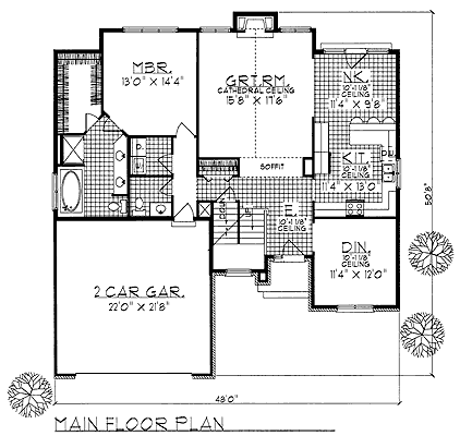 House Plan 73272 - Traditional Style with 1987 Sq Ft, 3 Bed, 2 Bath, 1 ...