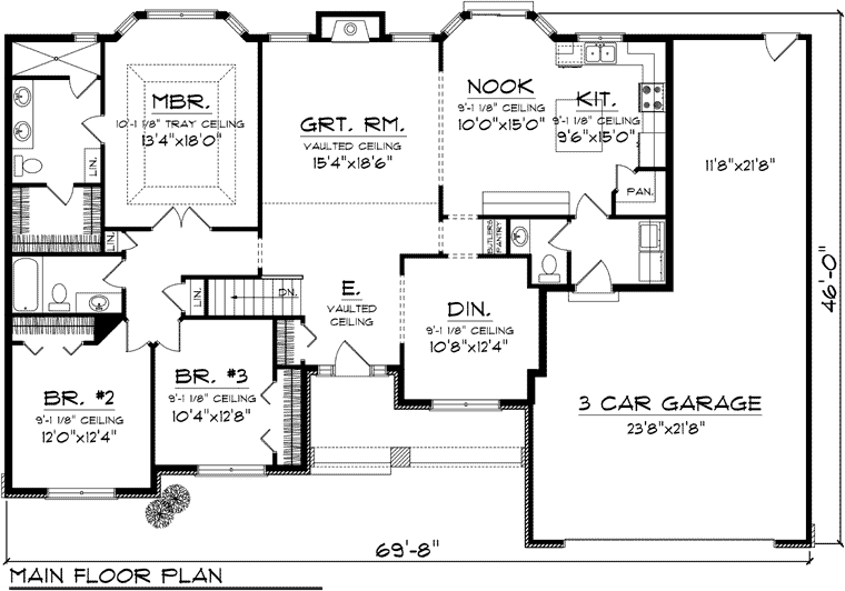 House Plan 73301 Ranch Style with 1928 Sq Ft, 3 Bed, 1