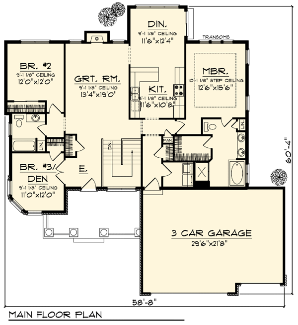 House Plan 73320 - Traditional Style with 1706 Sq Ft, 3 Bed, 2 Bath