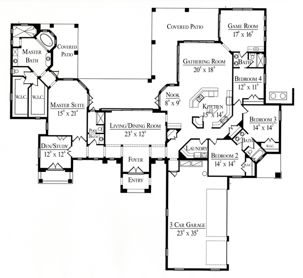 House Plan 74229 - Mediterranean Style with 3952 Sq Ft, 4 Bed, 4 Bath