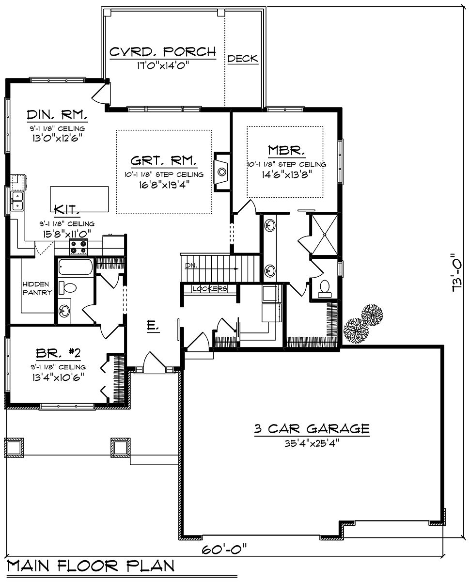 Traditional Style House Plan 75451 With 2 Bed 2 Bath 3 Car Garage