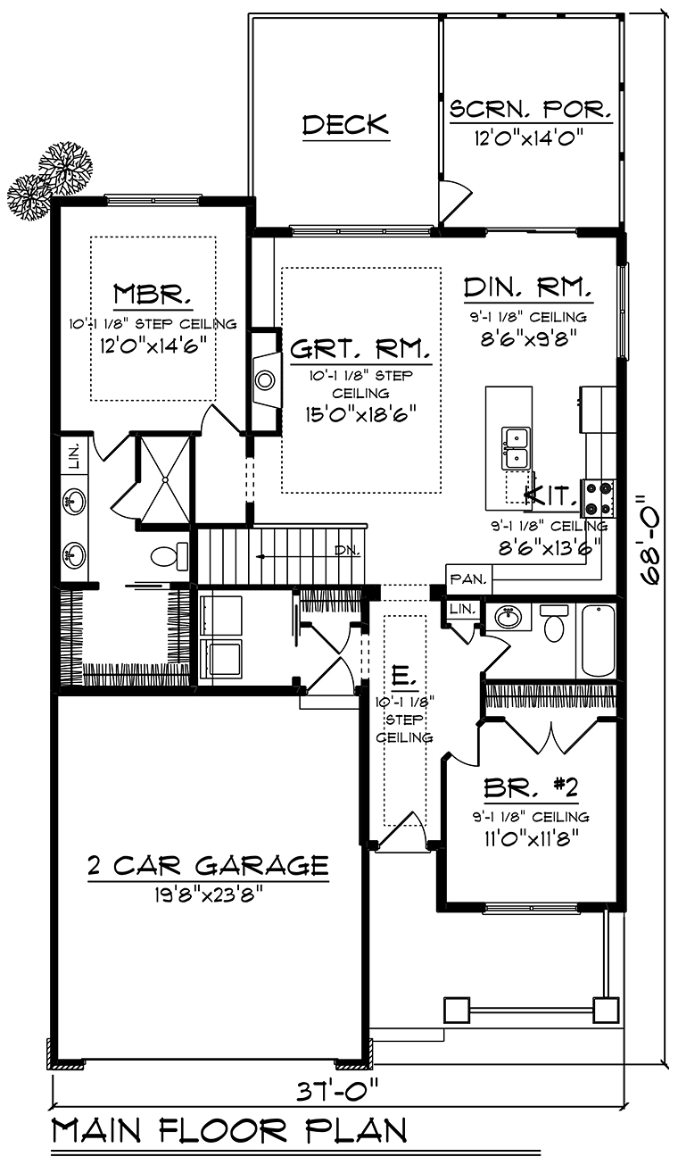 Ranch Style House Plan 75468 With 2 Bed 2 Bath 2 Car Garage