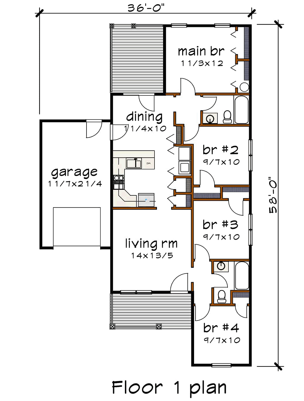 Cottage Style House Plan 75530 With 4 Bed 2 Bath 1 Car Garage