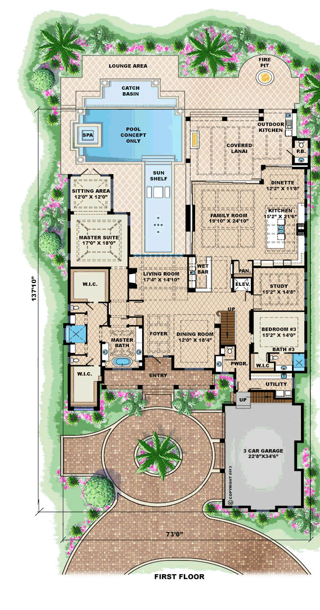 House Plan 75913 Mediterranean Style With 7592 Sq Ft 6 Bed 6