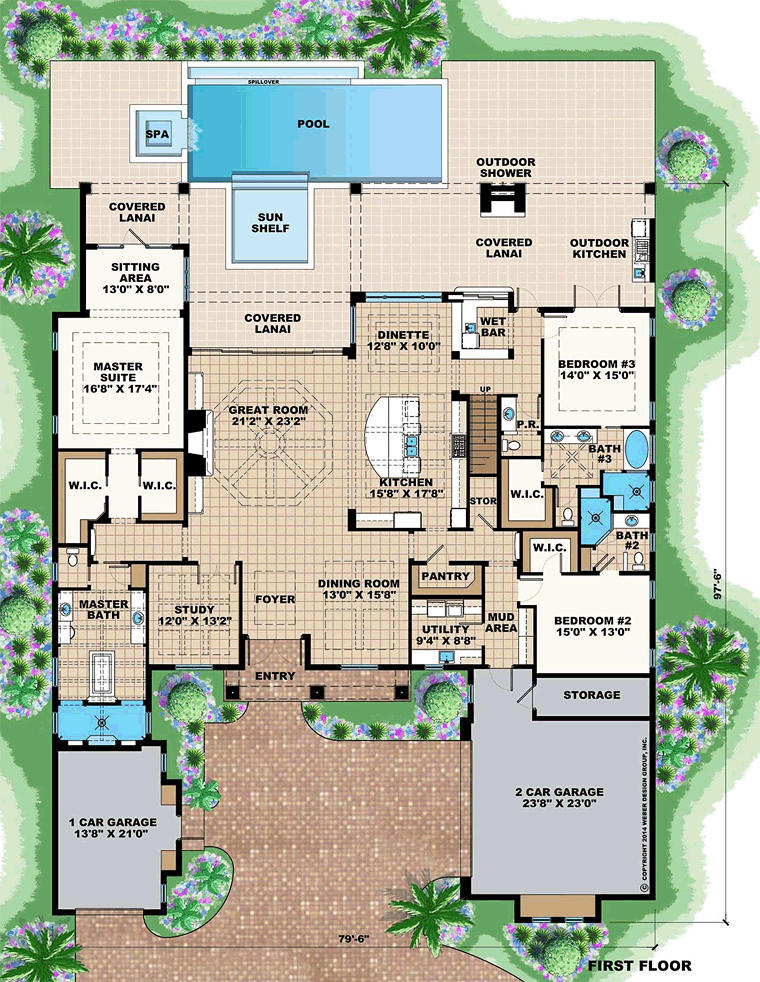 House Plan 75926 - Mediterranean Style with 5082 Sq Ft, 4 Bed, 4 Bath ...