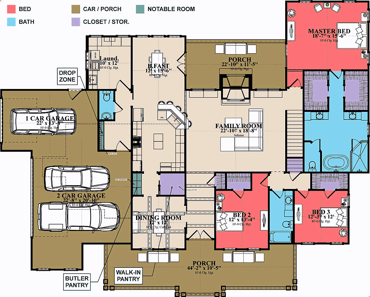Farmhouse Style House Plan 78503 With 5 Bed 4 Bath 3 Car Garage